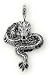 Pendentif charm plaqué argent 925/1000 superbe dragon CZ noirs