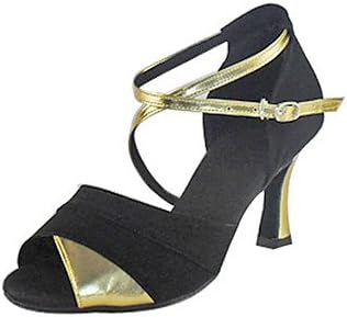 Women's Suede Upper Arch Strap Ballroom Latin Dance Sandals(More Colors) , Gold , US5 / EU35 / UK3 / CN34