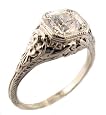 Antique Style Sterling Silver Filigree Cubic Zirconia Ring