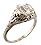 14k White Gold Antique Style Filigree .63ct Moissanite Ring
