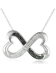 10k White Gold Black and White Diamond Infinity Pendant Necklace (1/4 cttw, I-J Color, I2-I3 Clarity), 18"