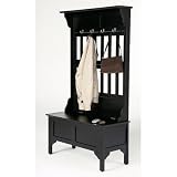 Home Styles 5650-49 Hall Tree Storage Bench Coat Rack, Black