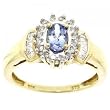 .75C Genuine Tanzanite & Diamond Cocktail Ring in Solid Yellow Gold 