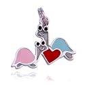 Sterling Silver Two Snails with Heart Charm