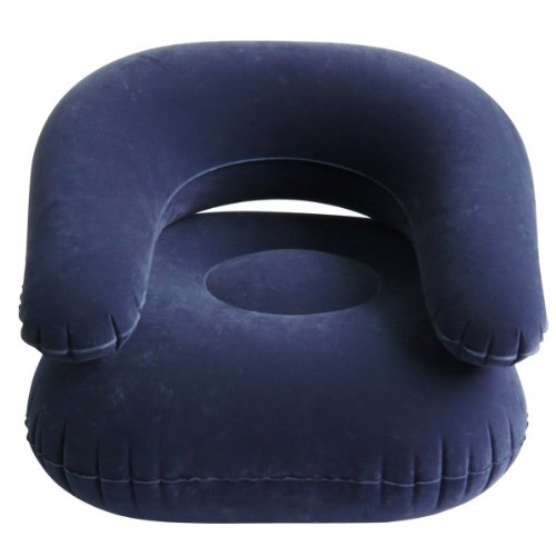Deluxe Comfort Velvet Inflatable Chair (Blue)