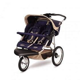 Safari Swivel Wheel Sport Double Stroller - Blue/ Khaki