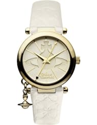 Vivienne Westwood Orb II Womens Quartz Watch with White Dial Analogue Display and White Leather Strap VV006WHWH