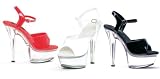 601-JULIET-C, 6 Heel Sandal With Clear Bottom in Black, Red or White by Ellie Shoes