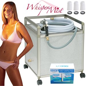 Apollo Whisper-Mist Quiet Professional HVLP Sunless Spray Tanning System with Ocean DHA Solution Sunless Tanning Variety Sampler Pack