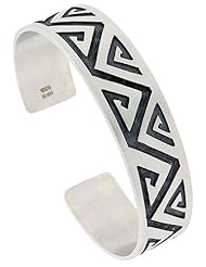 Sterling Silver HOPI Design Zigzag Cuff Bangle 5/8 inch wide,