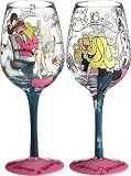 Bottom's Up 15-Ounce Because I'm worth it Handpainted Wine Glass