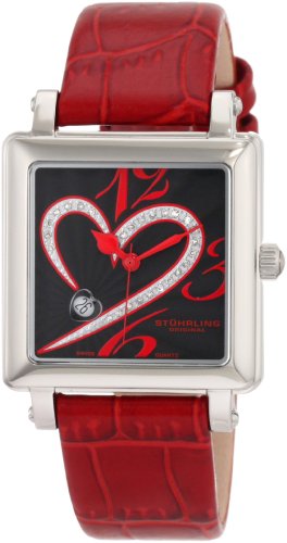 Stuhrling Original Women's 253XL.1115H1 Amour Aphrodite Courtly Passion Swiss Quartz Diamond Date Red Watch