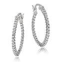 Sterling Silver Diamond-Accent Hoop Earrings