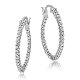 Sterling Silver Diamond-Accent Hoop Earrings