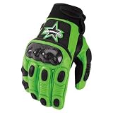 ICON MERC SHORT MOTORCYCLE GLOVES CARBON FIBER- GREEN - MEDIUM - NEW