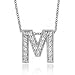 Sterling Silver Diamond cz stone Pave Letter M Pendant Slide