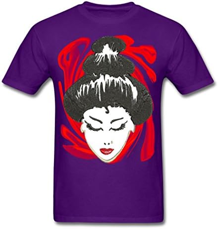 Lidong Japanese Geisha Creative Men's T-Shirts Purple XL