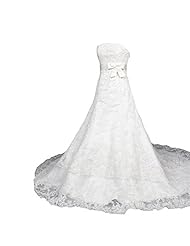 A-line Strapless Polyester/Tulle  Lace-Up Applique Wedding Dress  With a Bow(s) and a Sash 