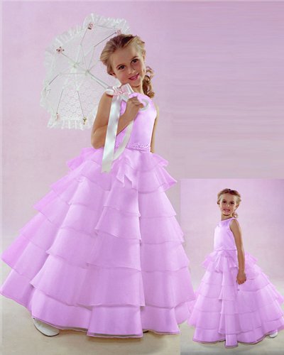 NWT Brand New Flower Girl Lilac Wedding Layers Dress Inexpensive Flowergirl Gowns