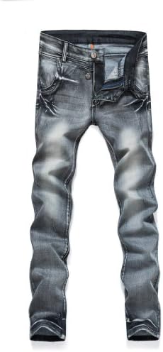 Wantdo Men New Fashion Casual Slim-fitting Stretch Skinny Jean 2014(Grey,34W)