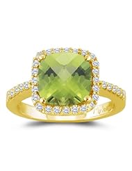 0.26 Cts Diamond & 2.15 Cts Peridot Ring in 14K Yellow Gold
