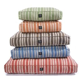 Striped Rectangular Organic Hemp Pet Bed: Brown (Medium)