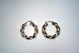 30X6MM 14K Yellow Gold and Sterling Silver Twisted Back-To-Back Hoops