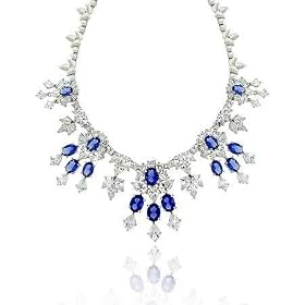 Estate Sterling Silver .925 Simulated Diamond &Tanzanite cz Stone WaterFall... by SilverSpeck.com