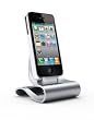 Konnet Technology KN-8267 iCrado Plus - Metal / Metallic Charging / Charger Dock / Cradle / Stand / Kit with Charge and Sync Cable for iPhone 4S, 4, 3Gs, 3G and iPod Touch, Nano - 1 Pack - Reatil Packaging - Silver