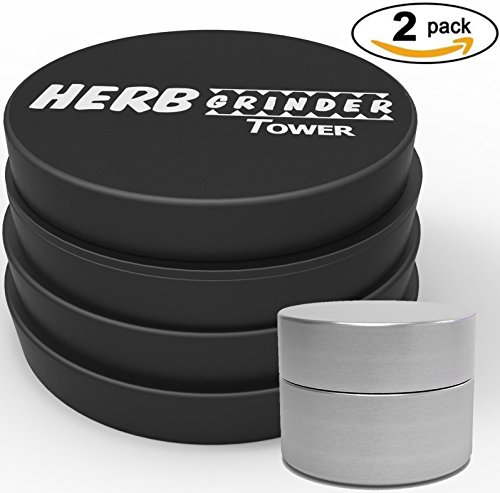 Herb Grinder Tower #1 Best Grinder for Herbs, Tobacco and Spices 4 Piece 2.5 Inch Aluminium with Pollen Catcher & free scraper Herb Grinder Tower #1 Best Grinder for Herbs, Tobacco and Spices 4 Piece 2.5 Inch Aluminium with Pollen Catcher & free scraper