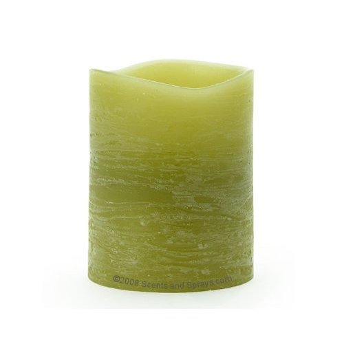 Premium 4-in Distressed Scented Flameless Triple LED Flicker Candle - Limegrass & Cypress Scent