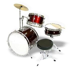 Austin Bazaar Junior Drum Set with Drum Sticks, Drum Pedal and Throne - Black