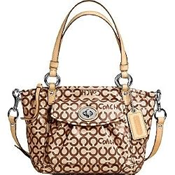 Coach Op Art Signature Small Leah Bag Tote 13141 Brown