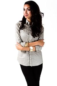 Dotted Button Down in Dark Taupe