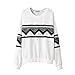 towallmark Women's Ethnic Print Blouse Hoodie Sweat Sweatshirt White, Medium