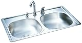 FrankeUSA DMSK954-18BX Double Bowl Stainless Steel Sink, Four Faucet Holes