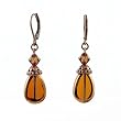 Earrings - E243 - Teardrop Window Pane and Crystal ~ Brown