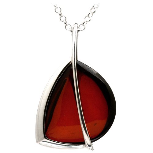 Black Cherry Amber and Sterling Silver Pendant, 18