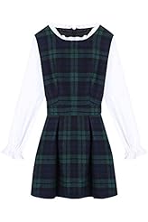 Long Sleeves Polyester Plaid Print Mini Dress 