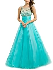 A-line Scoop Neck Chiffon/Tulle Beaded Homecoming Dress/Prom Dress/Wedding Party Dress 