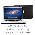 15" Black Rubberized Macbook Pro Case with TPU Keyboard Cover