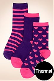 3 Pairs of Older Girls Heatgen Assorted Socks