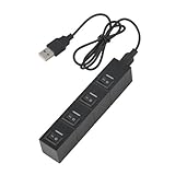 Pinnacle- High Speed 4 Port USB 2.0 Hub with 4 Blue LED Power Safety Switches for PC & PS3 Color: Black