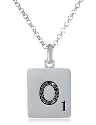 Scrabble 925 Sterling Silver 0.048ct Diamond Initial O Pendant Necklace, 18"