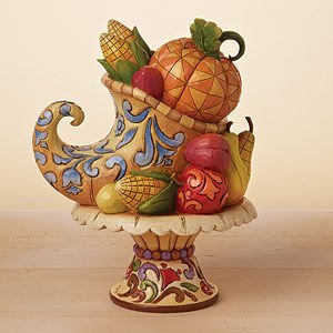 Jim Shore Harvest Cornucopia of Plenty Pedastal NEW!