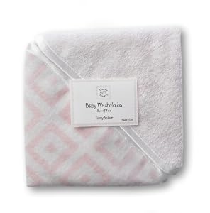 SwaddleDesigns Washcloth Set - Very Light Pink with Pastel Pink Mod Squares