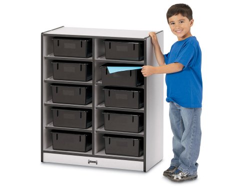 18 Tub Single Storage Shelf W/ Colored Tubs Orange