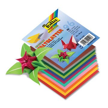 Folia 9105 - Faltbl&auml;tter aus Origamipapier 80 g/m&sup2;, 13 x 13 cm, 96 Blatt, in 12 Farben sor im Preisvergleich 