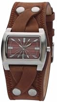 Kahuna Kus-0057L Ladies Brown Leather Cuff Watch