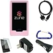 Accessories Combo for the Microsoft Zune HD MP3 Player: Pink Rubberized Silicone Skin Case, USB Data Sync Charging Cable, USB Car Charger, USB Wall Travel/Home Charger, Screen Protector, and Free Carabiner Key Chain